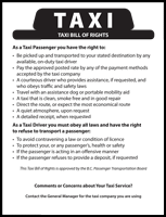 Taxi Bill of Rights Decal